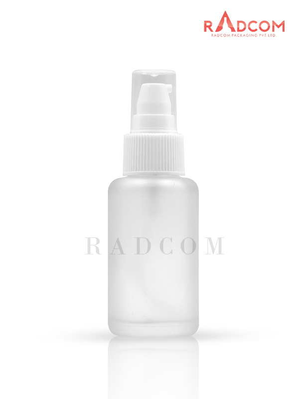 100ML Clear Frosted Luna Bottle With 24mm White Round Nozzle Pump