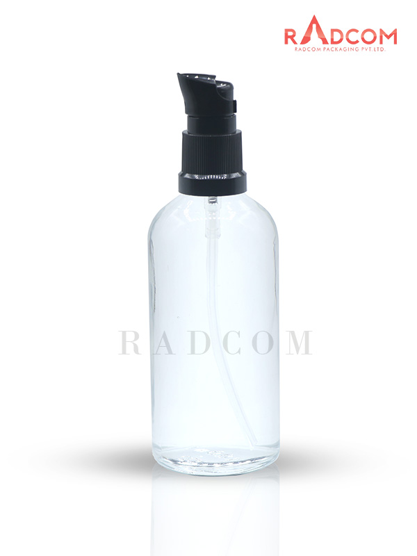 100ML Clear Glass Dropper Bottle with Black KH180E Pump