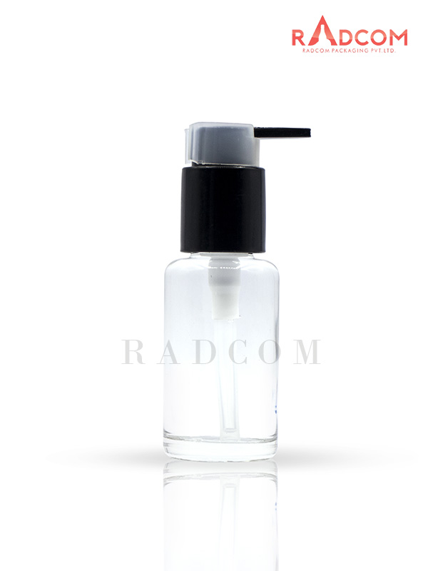 100ML Clear Luna Bottle With 24mm Black Lotion Pump With Lock