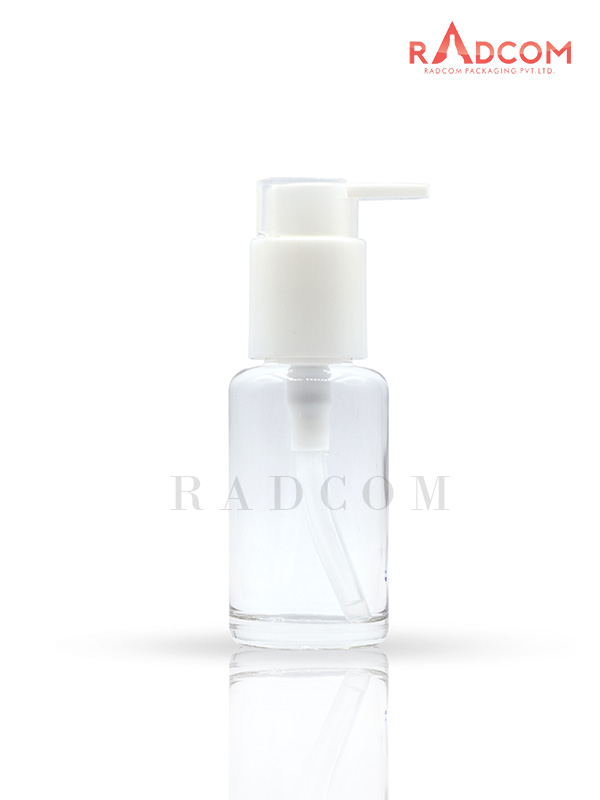 100ML Clear Luna Bottle With 24mm White Lotion Pump With Lock