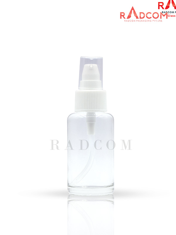 100ML Clear Luna Bottle With 24mm White Round Nozzle Pump