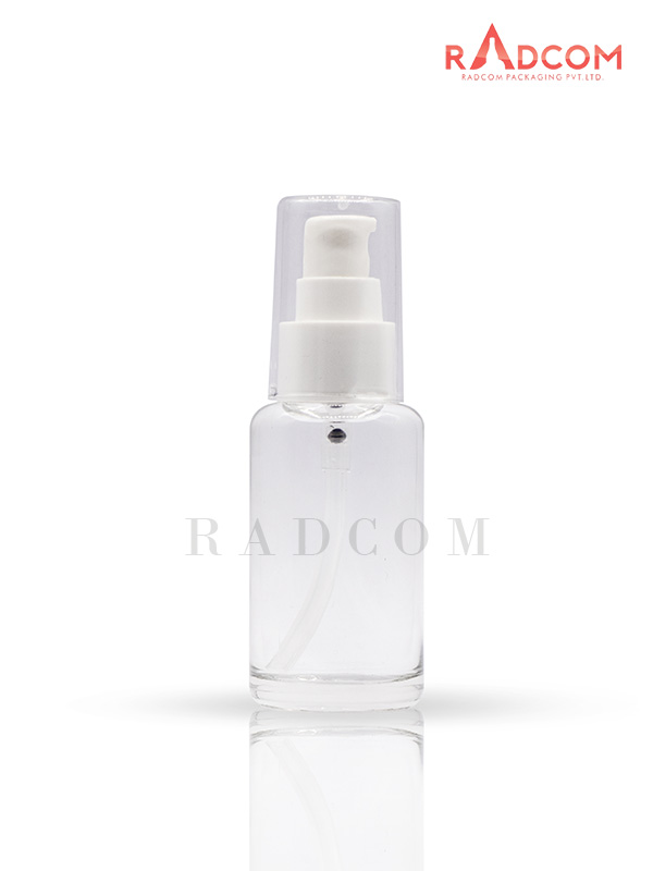 100ML Clear Luna Bottle With 24mm White Square Nozzle Lotion Pump With Full Acrylic Over Cap