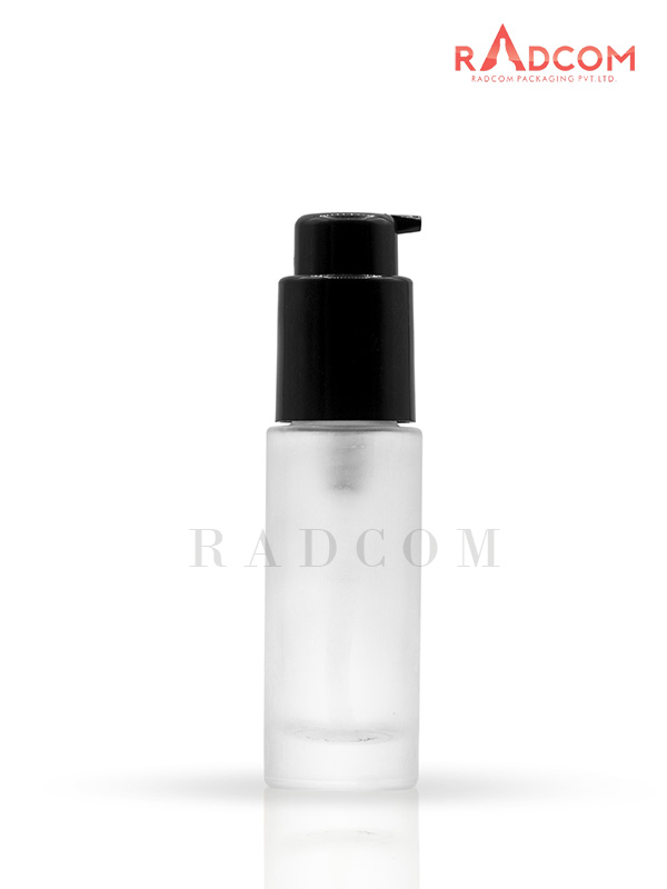 100ML Straight Shoulder Clear Frosted Lotion Glass Bottle With 24mm Black Short Spout Lotion Pump