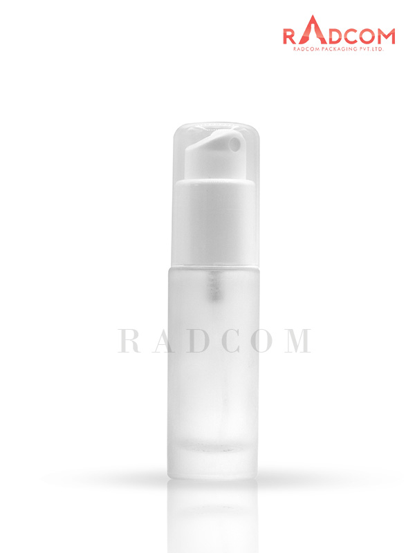 100ML Straight Shoulder Clear Frosted Lotion Glass Bottle With 24mm LR White Mist Pump with PP Over Cap