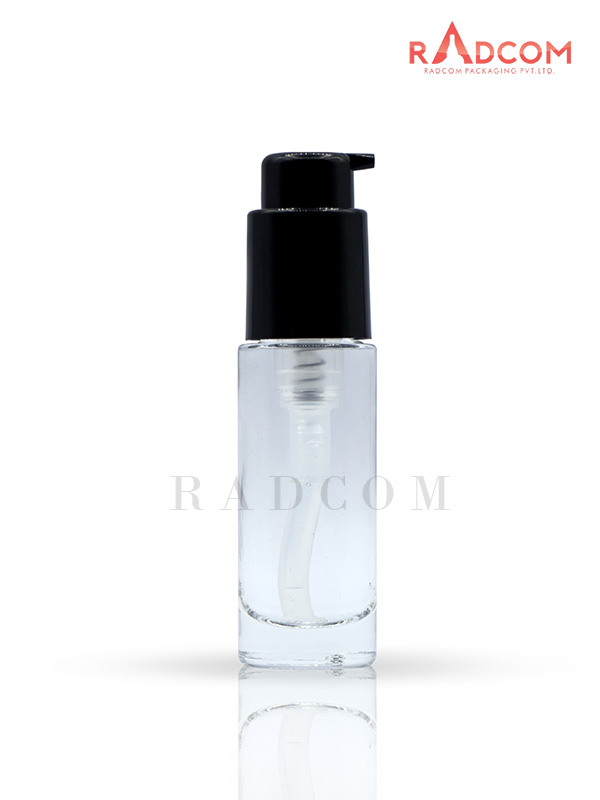 100ML Straight Shoulder Clear Lotion Glass Bottles With 24mm Black Short Spout Lotion Pump