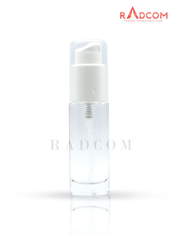 100ML Straight Shoulder Clear Lotion Glass Bottles With 24mm White LR Mist Pump with PP Over Cap