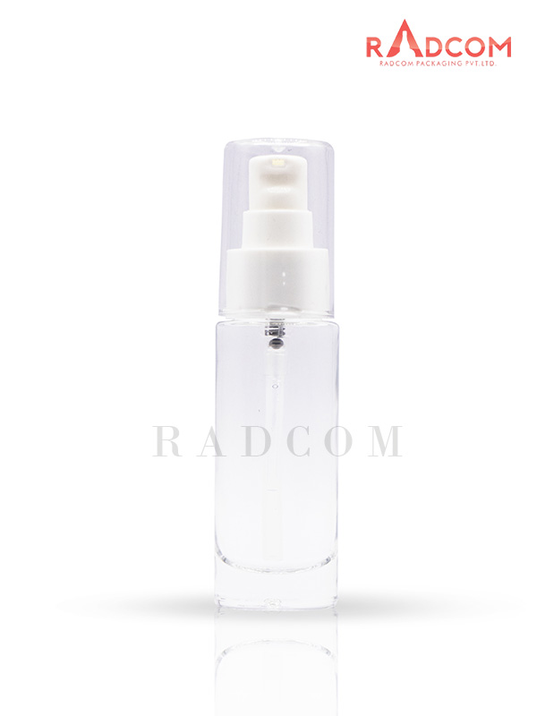 100ML Straight Shoulder Clear Lotion Glass Bottles With 24mm White Square Nasal Lotion Pump With Full Acrylic Over Cap