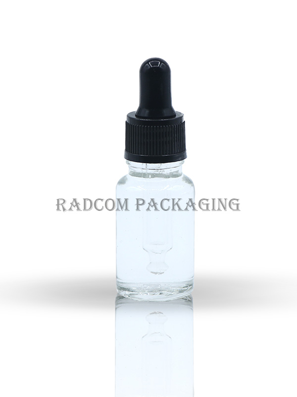 10ML Clear Glass Dropper Bottle with Black Dropper Set and Black Teat And Glass Tube Of Upto 110mm