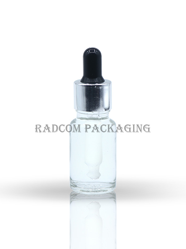 10ML Clear Glass Dropper Bottle with Silver Dropper Set and Black Teat And Glass Tube Of Upto 110mm