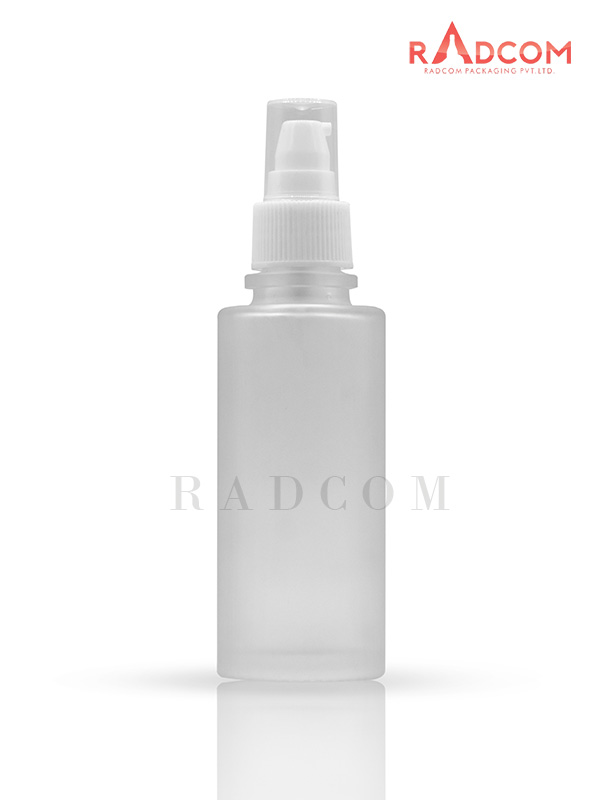 110ML Clear Frosted Lotion Bottle With 24mm White Round Nozzle Lotion Pump with Plastic Over Cap