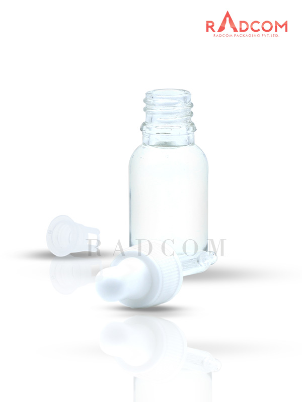 15ML Clear Glass Dropper Bottle with White Dropper Set With White Teat and Plug
