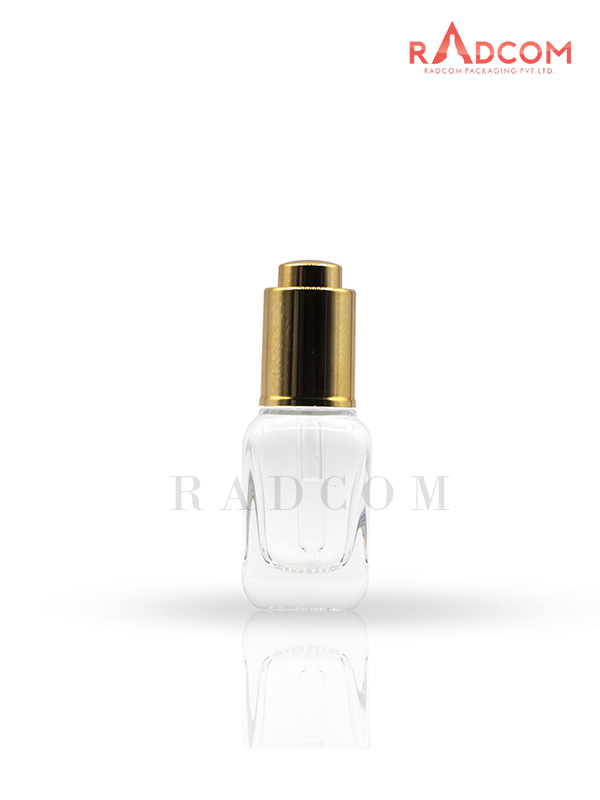 20ML Clear Square Bottle With 20mm Golden Press Pump