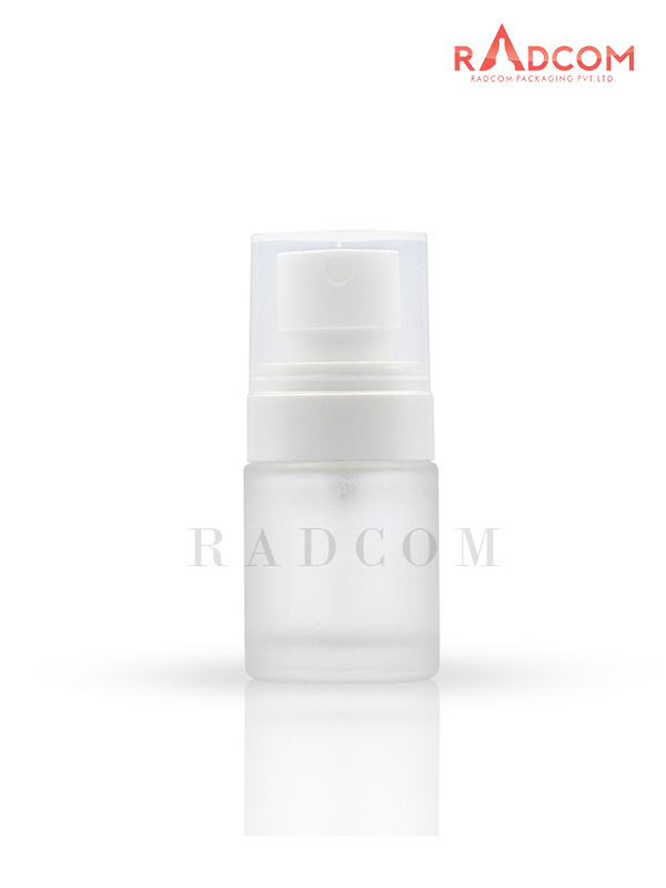 20ML Short and Straight Shoulder Clear Frosted Lotion Glass Bottles With 20mm White Plum Mist Pump With Over Cap
