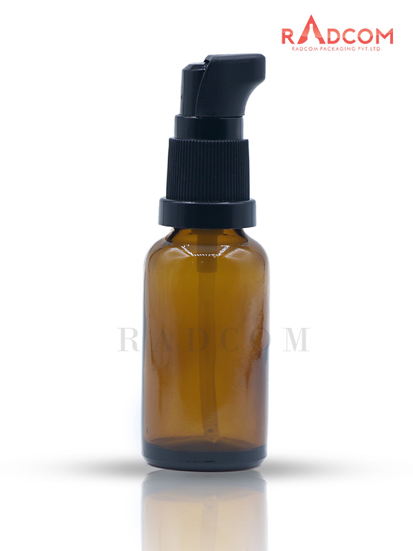 30ML Amber Glass Dropper Bottle with Black KH180A Pump