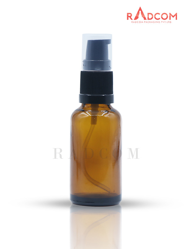 30ML Amber Glass Dropper Bottle with Black KH180D Pump
