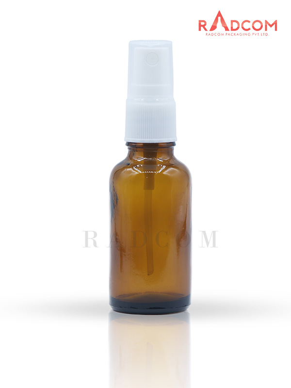 30ML Amber Glass Dropper Bottle with White Mist Spray Pump