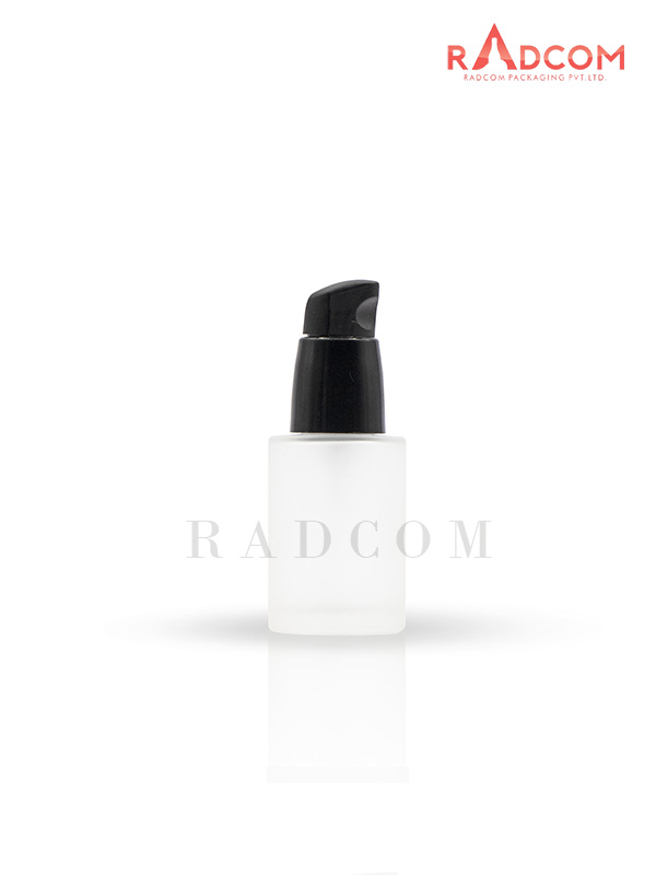 30ML Clear Frosted Lotion Glass Bottle with 20mm Black Lotion Pump With Half Over Cap