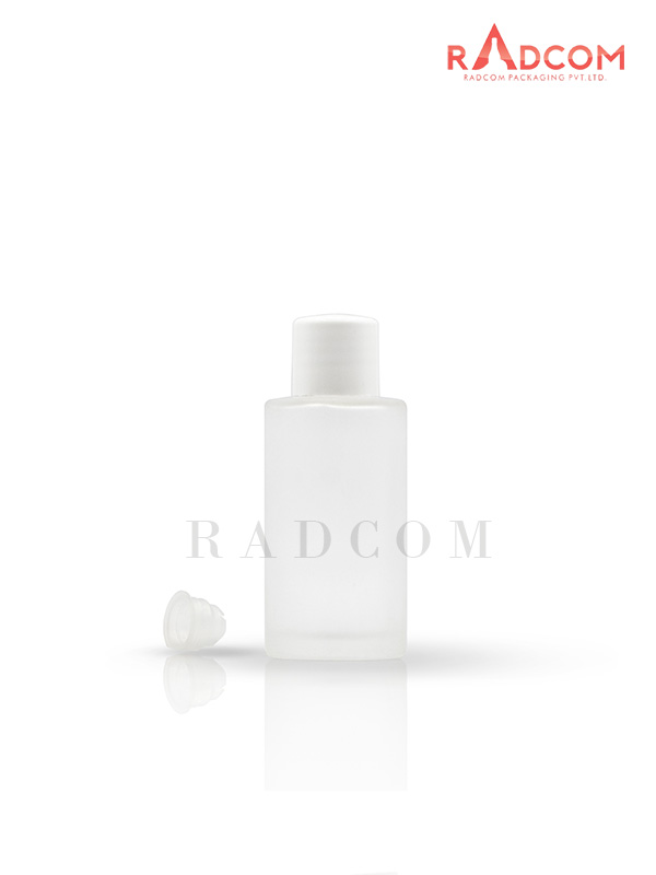 30ML Clear Frosted Lotion Glass Bottle with 20mm White Screw Cap With Safety Plug