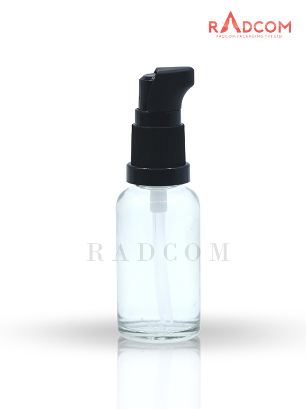 30ML Clear Glass Dropper Bottle with Black KH180A Pump