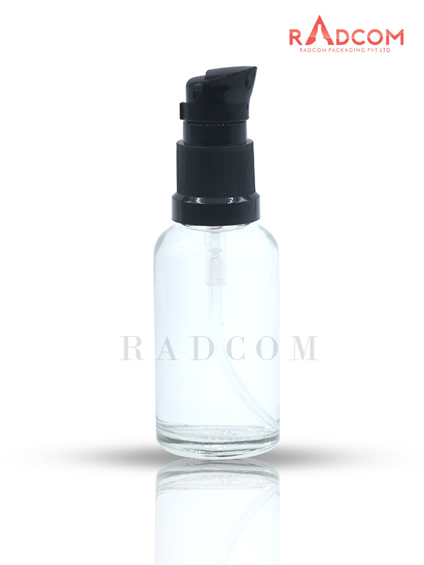 30ML Clear Glass Dropper Bottle with Black KH180E Pump