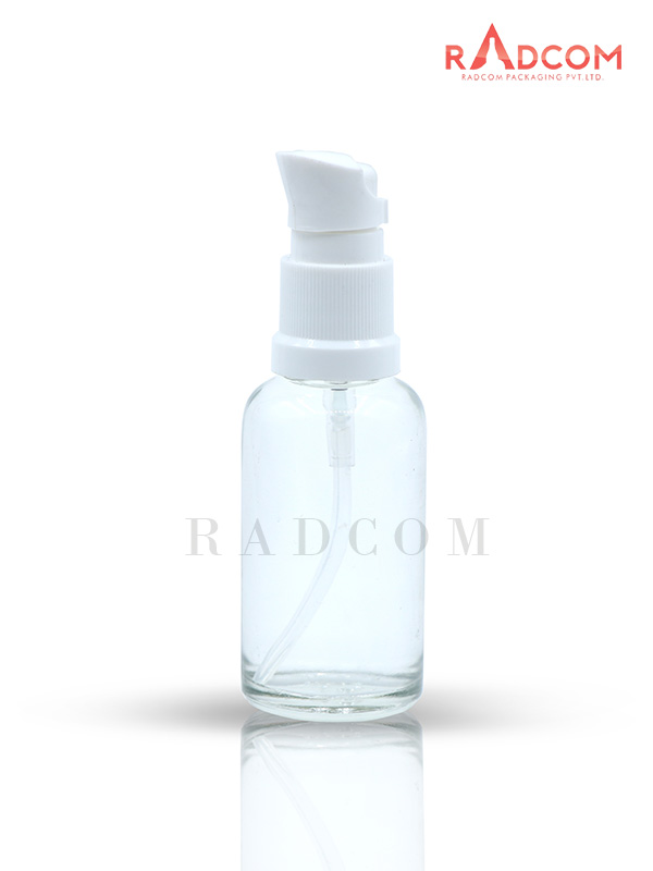30ML Clear Glass Dropper Bottle with White KH180E Pump