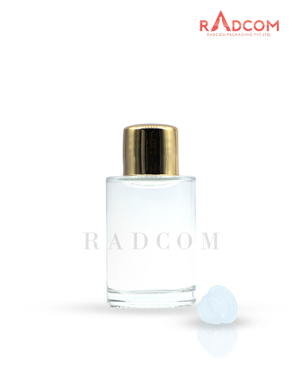 30ML Short and Straight Shoulder Clear Lotion Glass Bottles With Golden Screw Cap and Safety plug