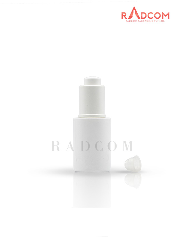 30ML White Lotion Glass Bottle with 20mm White ABS Press Pump and Wiper