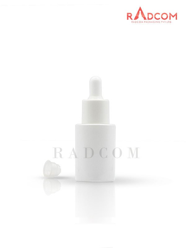 30ML White Lotion Glass Bottle with 20mm White Long ABS Dropper Set with White Teat and Wiper