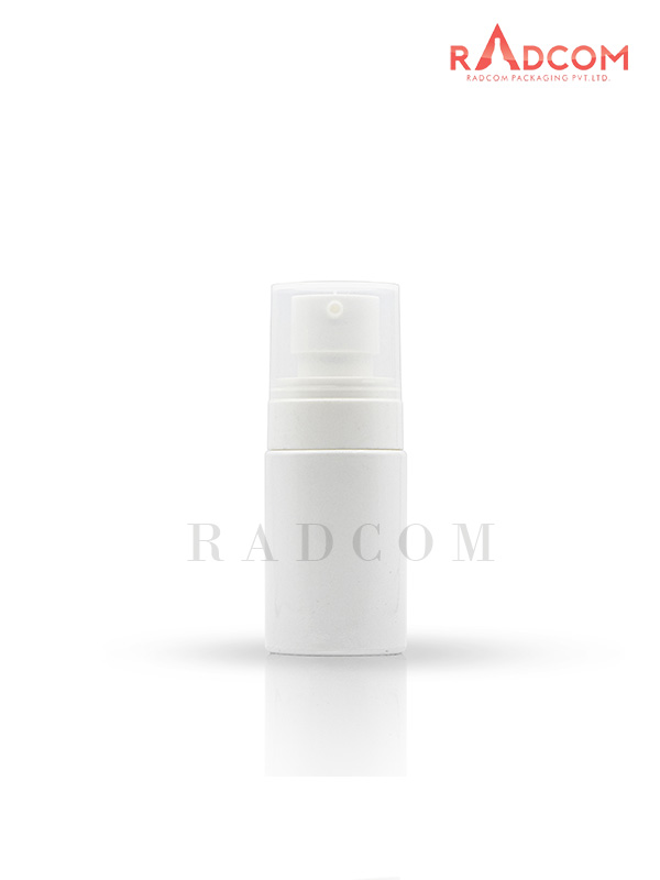 30ML White Lotion Glass Bottle with 20mm White Plum Lotion Spray Pump With Plastic Over Cap