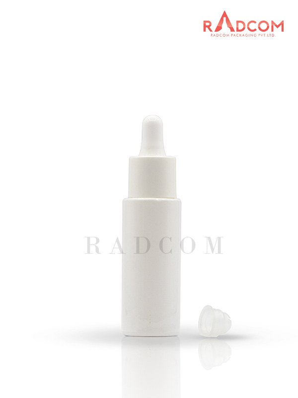 30ML Zermat Shiny White Lotion Glass Bottles With 20mm White ABS Long Dropper Set With White Teat and Wiper