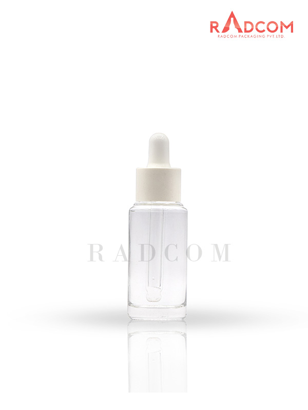 35ML Clear Lotion Glass Bottles With 20mm White Dropper Set with White Teat