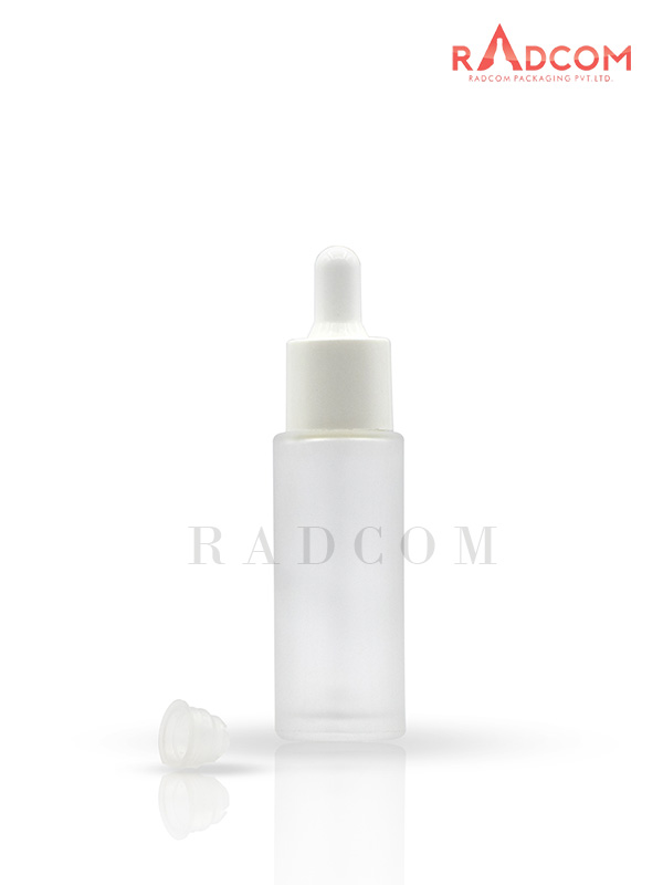 45ML Clear Frosted Short Lotion Bottles With 20mm Long White Dropper Set With White Teat and Wiper