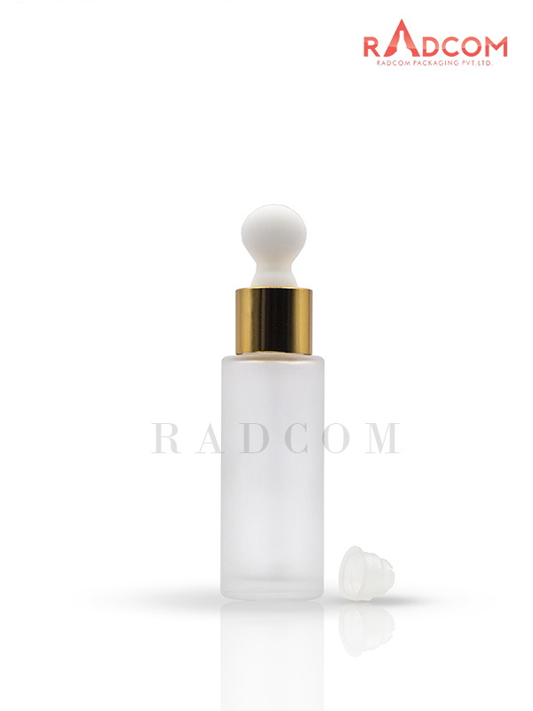 45ML Clear Frosted Short Lotion Bottles With 20mm Golden Dropper Set With Heart Shape White Teat and Wiper