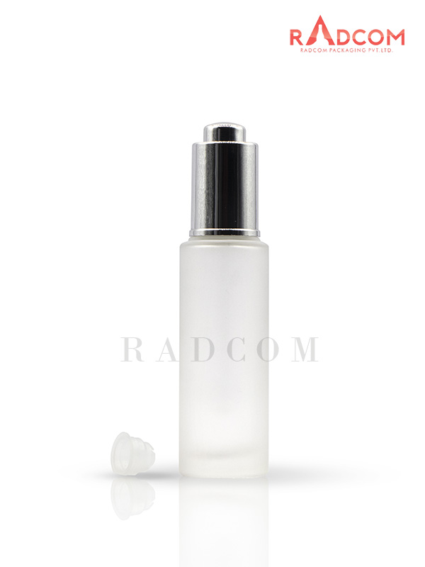 50ML Clear Frosted Lotion Glass Bottles With 20mm Silver Press Pump and Wiper