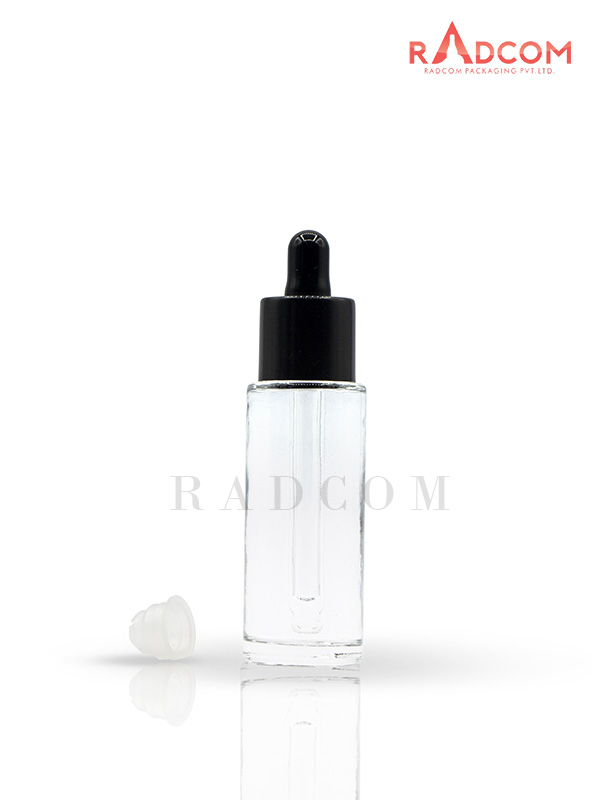 50ML Clear Lotion Glass Bottles With 20mm Black Dropper Set With Black Teat and Wiper