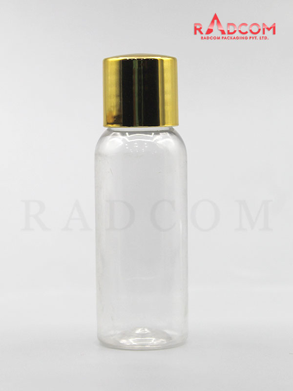 30ML Boston Clear Pet Bottle with Shinny Gold Screw Cap