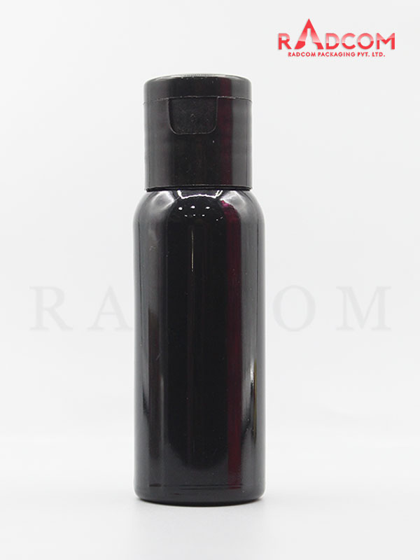 30ML Boston Opaque Black Pet Bottle with Black Flip Top