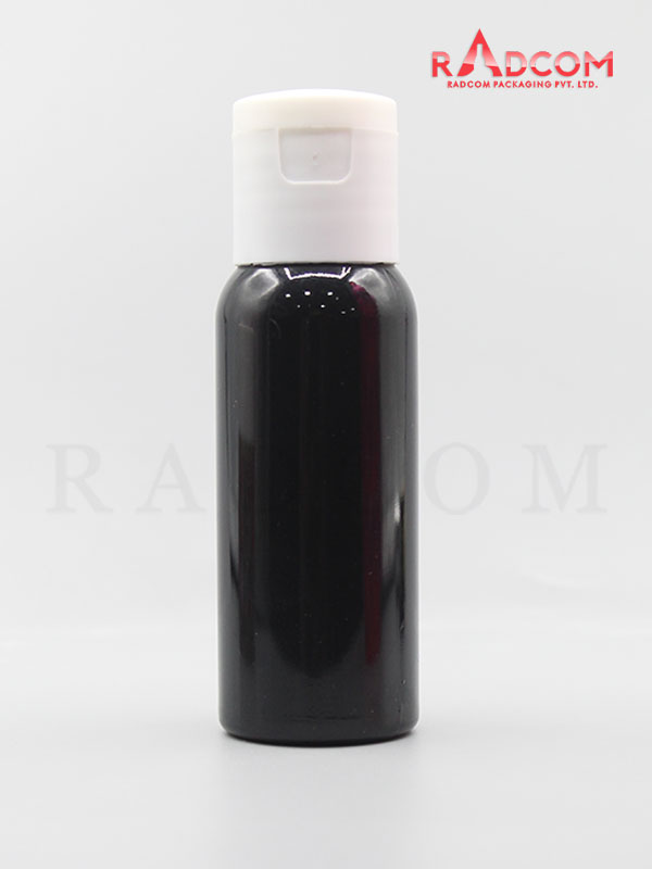 30ML Boston Opaque Black Pet Bottle with White Flip Top