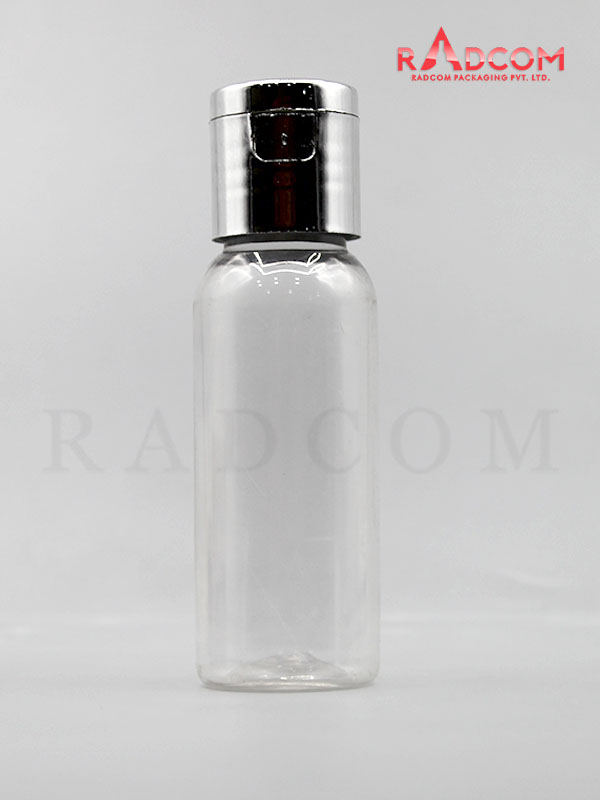 30ML Boston Clear Pet Bottle with Shinny Silver Flip Top