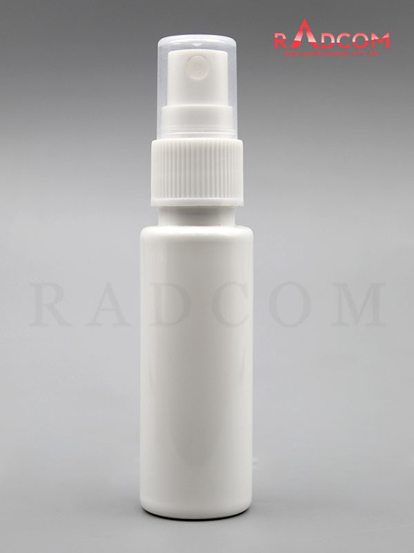 30ML Tulip Opaque White Pet Bottle with White Mist Pump and PP Dust Cap