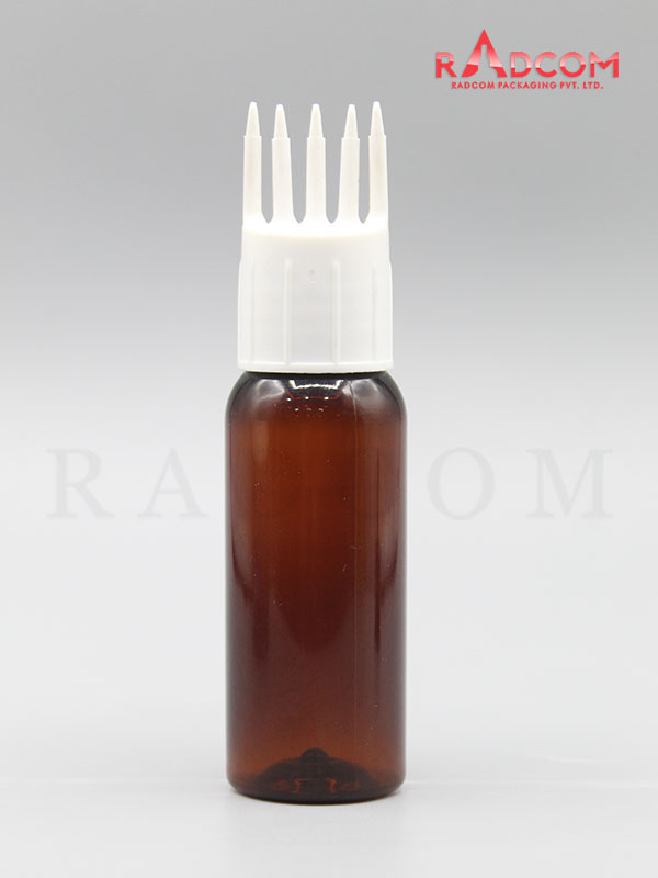 30ML Boston Amber Pet Bottle with White Comb Hair Applicator 