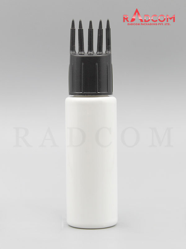 30ML Tulip Opaque White Pet Bottle with Black Comb Hair Applicator