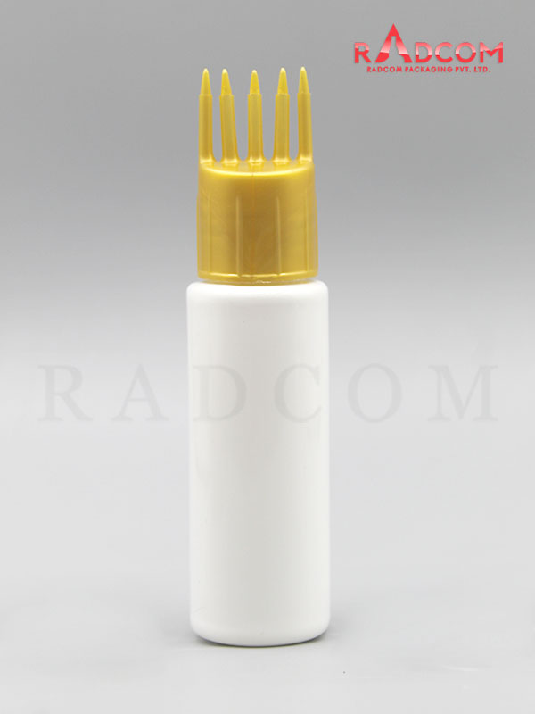 30ML Tulip Opaque White Pet Bottle with Gold Comb Hair Applicator