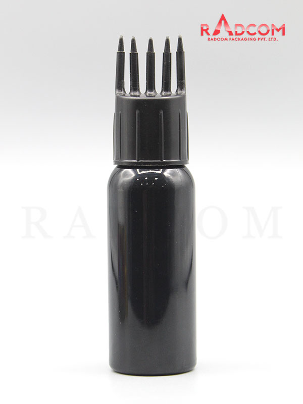 30ML Boston Opaque Black Pet Bottle with Black Comb Hair Applicator 