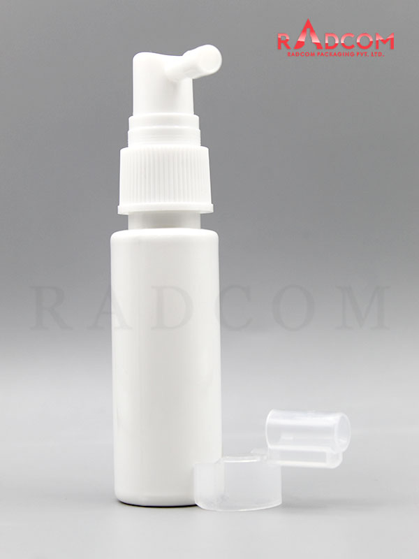 30ML Tulip Opaque White Pet Bottle with White Oral Pump and PP Dust Cap