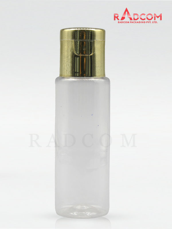 50ML Clear Tulip Pet Bottle with Shinny Gold Flip Top