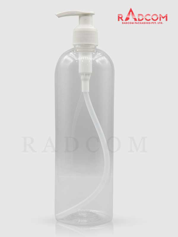 500ML Boston Clear Pet Bottle with White Left-Right Dispenser Pump