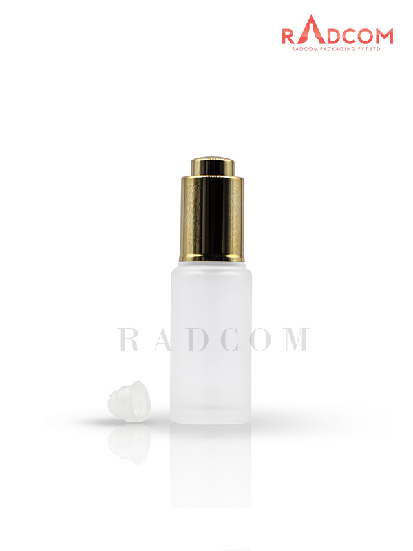 35ML Clear Frosted Lotion Glass Bottles With 20mm Golden Press Dropper Pump and Wiper