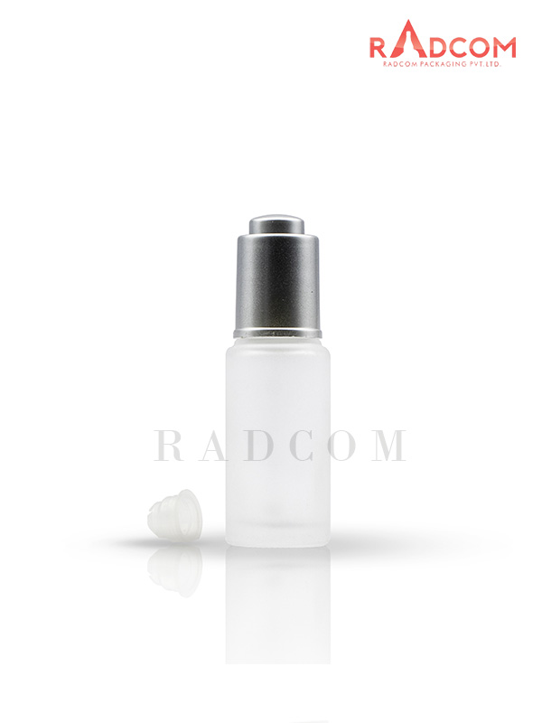 35ML Clear Frosted Lotion Glass Bottles With 20mm Matt Silver Press Dropper Pump and Wiper