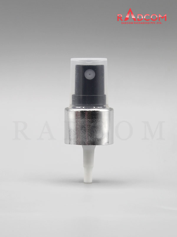 Black Mist Pump with Silver Aluminum Sleeve and PP Dust Cap